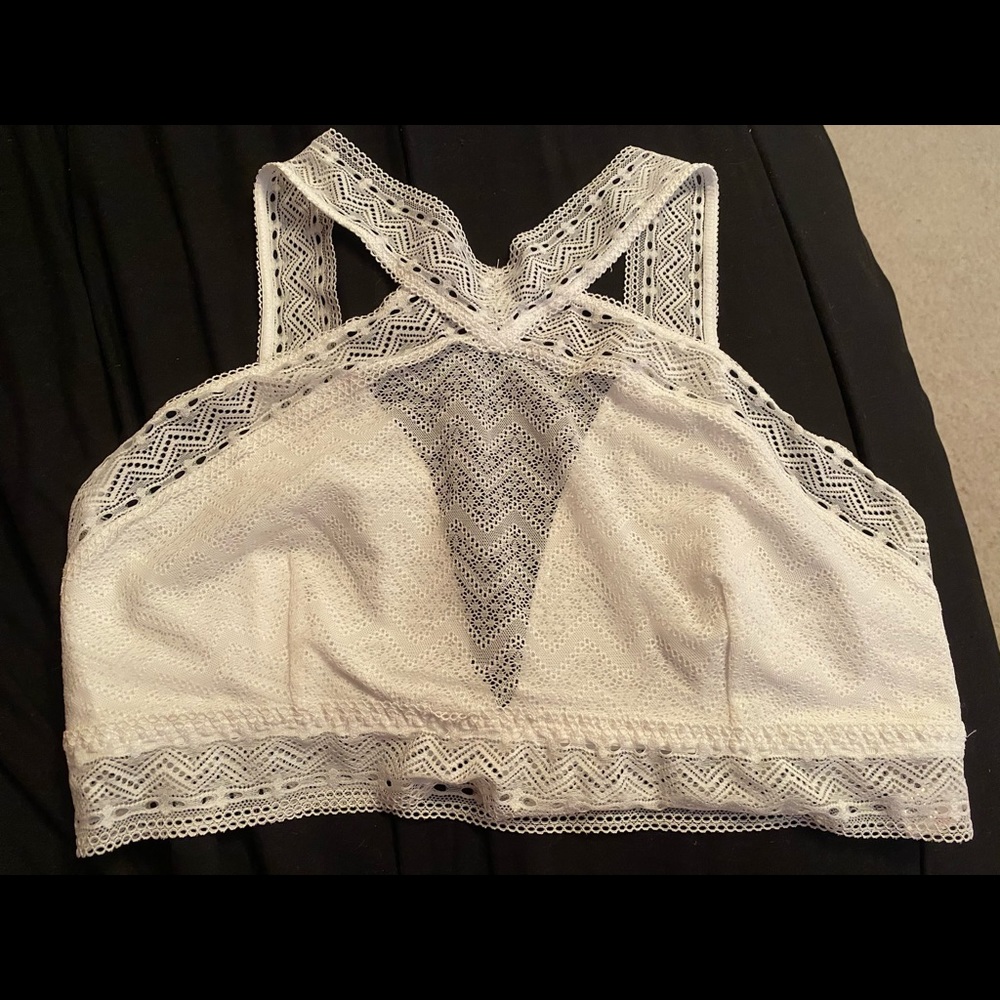 High Neck White Lace Bralette